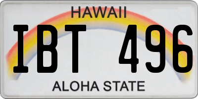HI license plate IBT496