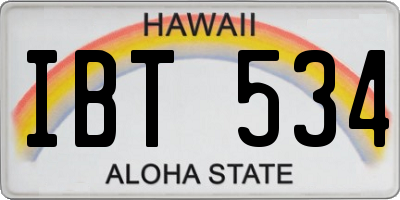 HI license plate IBT534