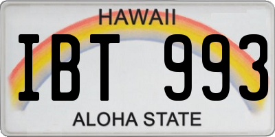 HI license plate IBT993