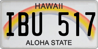 HI license plate IBU517