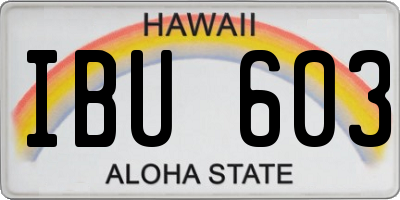 HI license plate IBU603