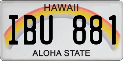 HI license plate IBU881