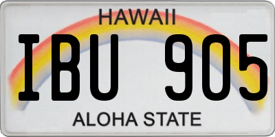 HI license plate IBU905