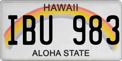 HI license plate IBU983