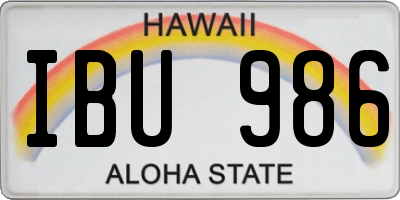 HI license plate IBU986