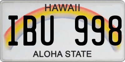 HI license plate IBU998