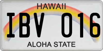 HI license plate IBV016