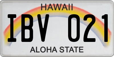 HI license plate IBV021