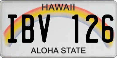 HI license plate IBV126