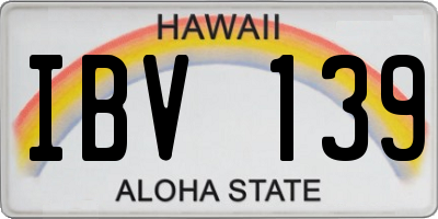 HI license plate IBV139
