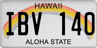 HI license plate IBV140