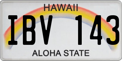 HI license plate IBV143