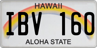 HI license plate IBV160