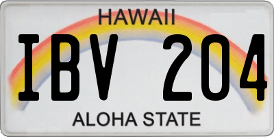 HI license plate IBV204