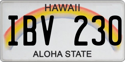 HI license plate IBV230