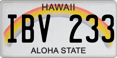 HI license plate IBV233