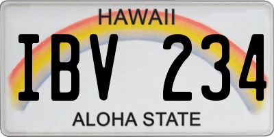 HI license plate IBV234