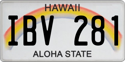 HI license plate IBV281