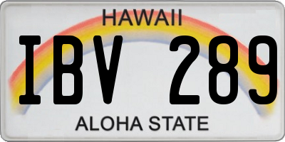 HI license plate IBV289