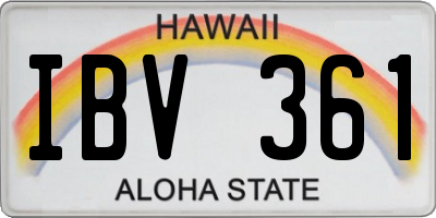 HI license plate IBV361