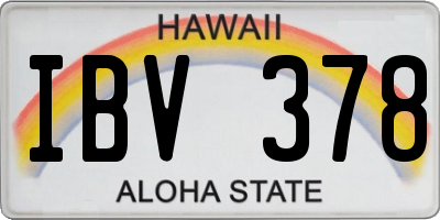 HI license plate IBV378