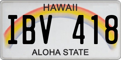 HI license plate IBV418
