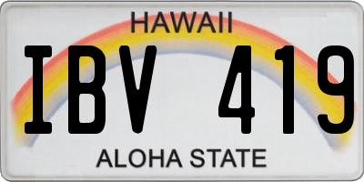 HI license plate IBV419
