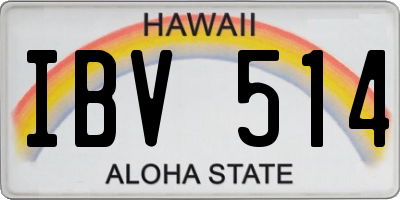 HI license plate IBV514