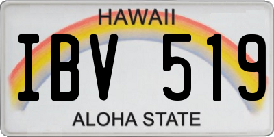 HI license plate IBV519