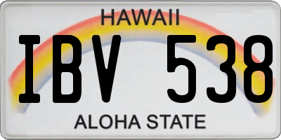 HI license plate IBV538