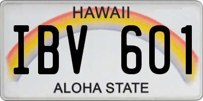 HI license plate IBV601