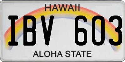 HI license plate IBV603