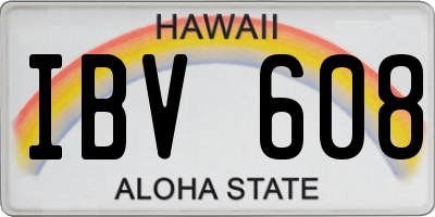 HI license plate IBV608