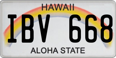 HI license plate IBV668