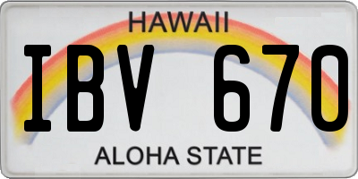 HI license plate IBV670