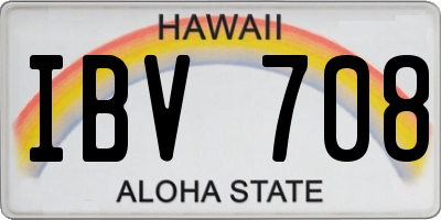 HI license plate IBV708