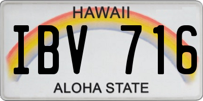HI license plate IBV716