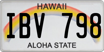 HI license plate IBV798