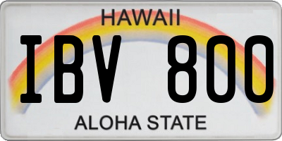 HI license plate IBV800
