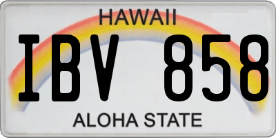 HI license plate IBV858