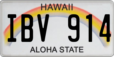 HI license plate IBV914