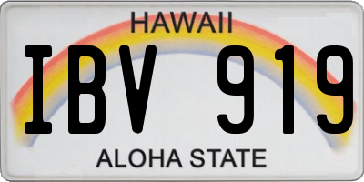 HI license plate IBV919