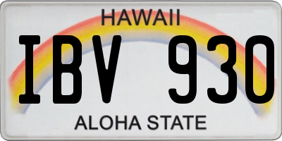 HI license plate IBV930