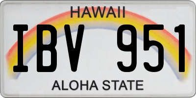 HI license plate IBV951