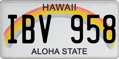 HI license plate IBV958