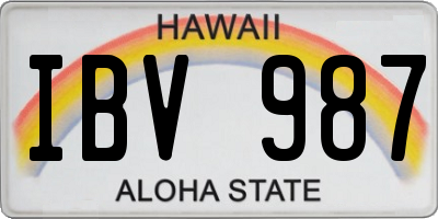 HI license plate IBV987