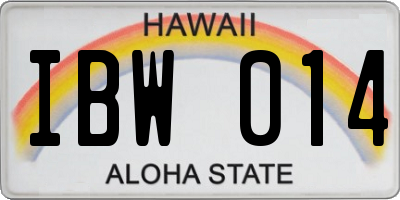 HI license plate IBW014