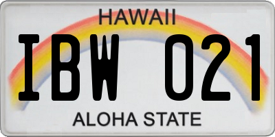 HI license plate IBW021
