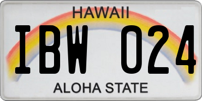 HI license plate IBW024