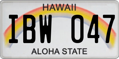 HI license plate IBW047